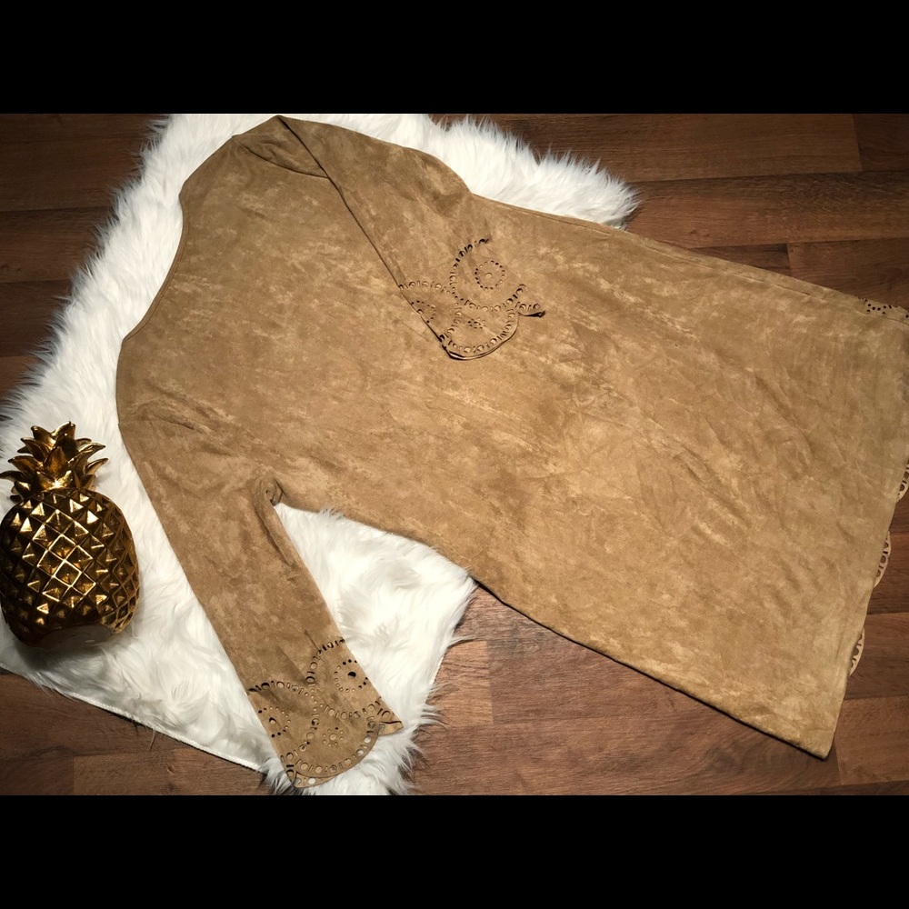 💢SOLD💢 Neiman Marcus Tan Suede Dress size 14